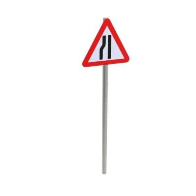 Road Narrows on Left Permanent Post Mounted Sign