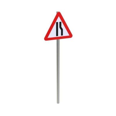 Road Narrows Right Permanent Post Mounted Sign