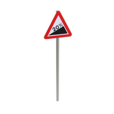 Steep Hill Upwards Ahead Post Mounted Sign