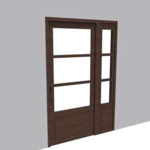 3 Glass Panel Bypass Door