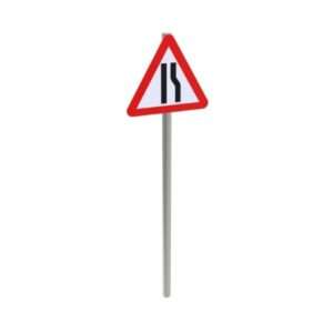Road Narrows Right Permanent Post Mounted Sign