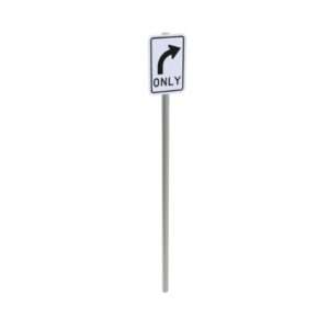 Right Turn Only Post Mounted Sign